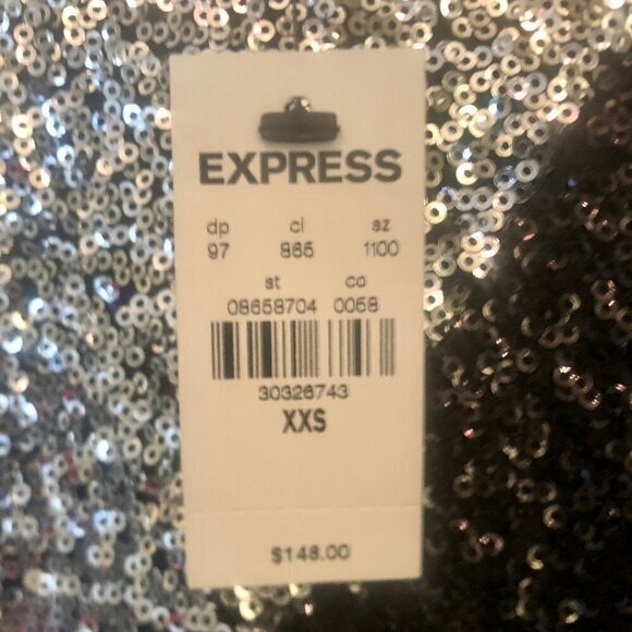 NWT Express Color Block Sequin Strong Shoulder Thong Bodysuit sz XXS - Picture 9 of 15
